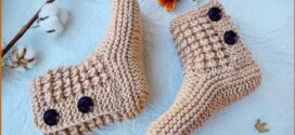 Knit Slippers with Buttons